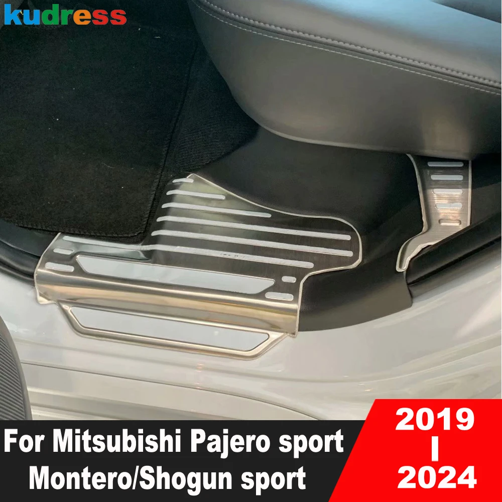 

Door Sill Plate Cover Trim Guard For Mitsubishi Pajero/Montero/Shogun sport 2019-2023 2024 Steel Car Pedal Guard Accessories