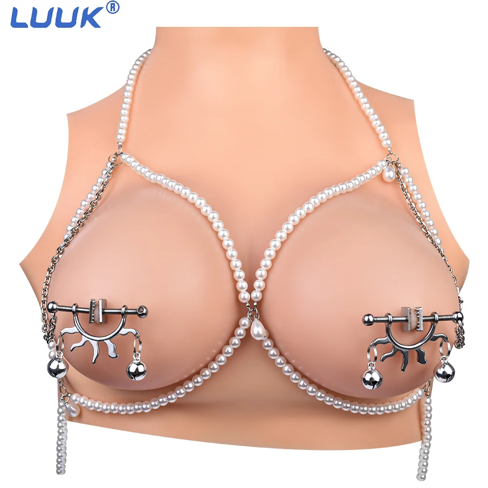 LUUK Stainless Steel Dazzling Flames Nipple Clip with Nipple Chain Noose  Adjustable Breast Stimulator BDSM Bondage for Women