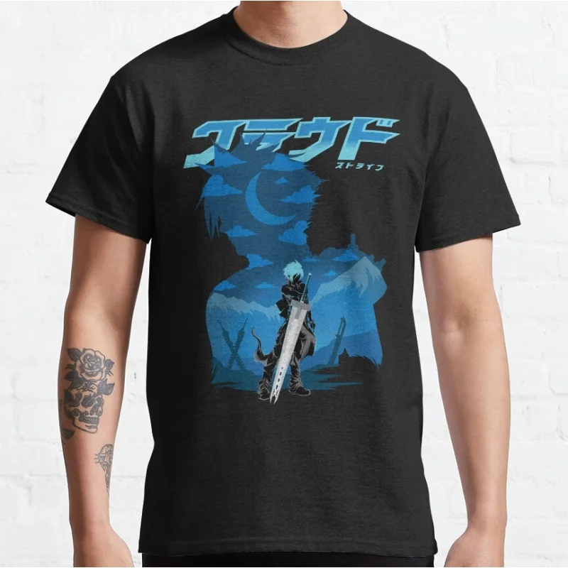 

FINAL FANTASY 7 CLOUD STRIFE Gift t shirt for RPG gamer 100% cotton printed tee Men's Short Sleeve Graphic Clothes All size tops
