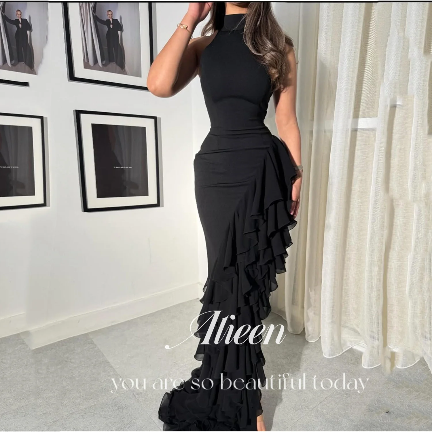 

Aileen Customized Luxurious Evening Dresses 2025 Woman فساتين سهرة Vestidos De Festa Mermaid Black Women's Prom Dress 2025 Gala
