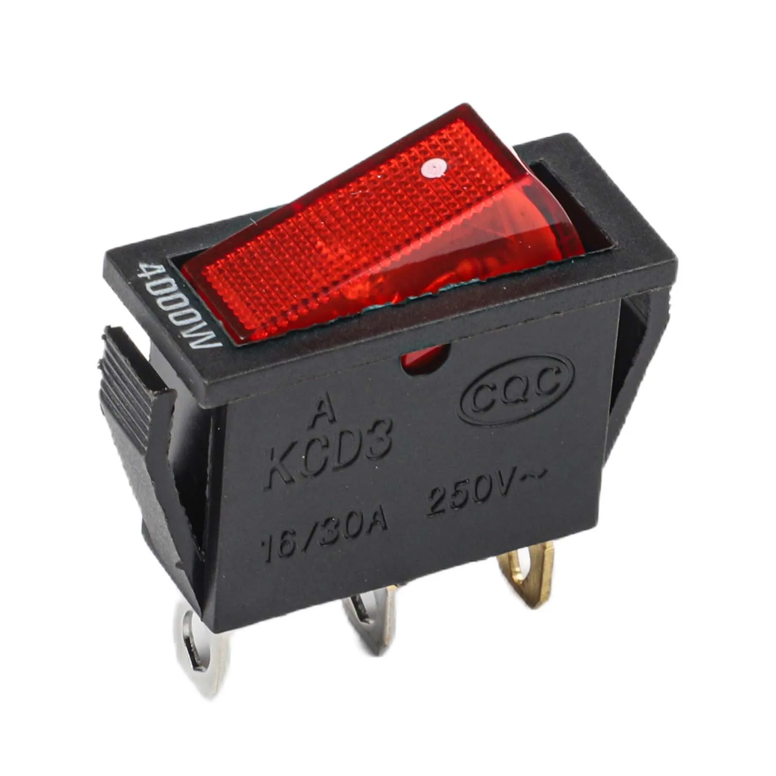 KCD3สวิตช์เปิด-ปิด3Pin DPST พลาสติกและโลหะรถเรือโยก15A20A เครื่องใช้ไฟฟ้า250V125VAC 31x14x32มม. สีแดง