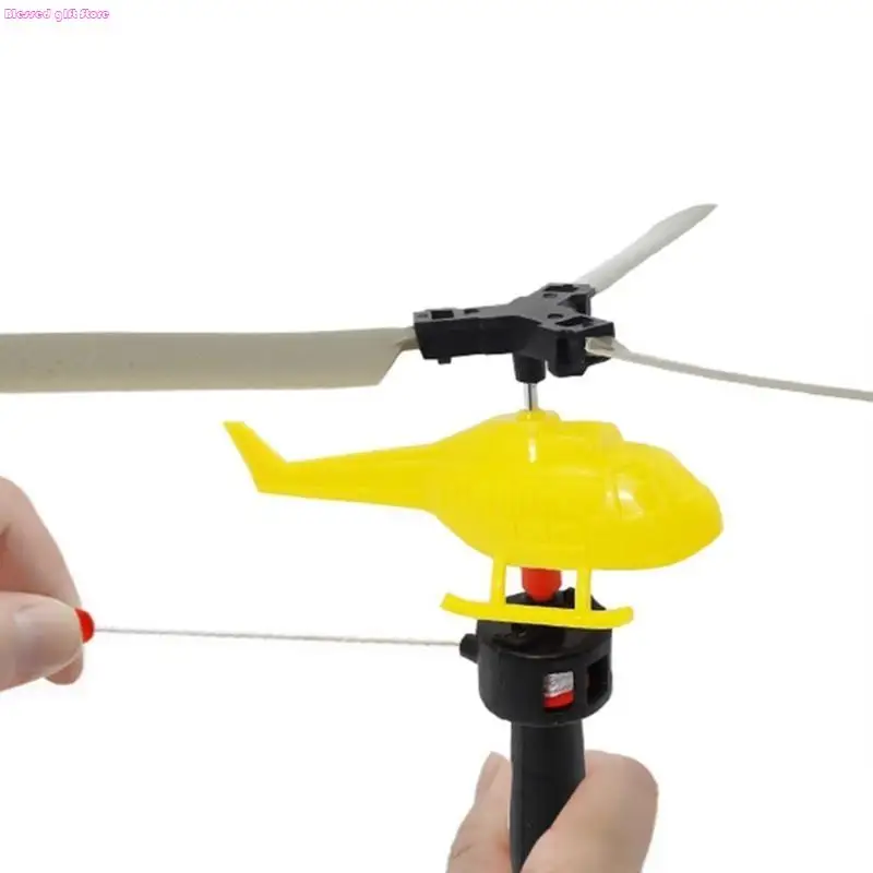 

D0JC 6PCS/Pack Pull String Helicopter Toy Random Color for Kids Outdoor Fun and Birthdays Stimulate Hand Eye Coordination