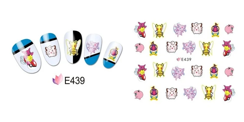 Pokemon Pikachu Nail Art Sticker Straight Curved Liner Striped Tape Wrapped Geometric Ornament Cartoon Nail Art 10pcs/Set