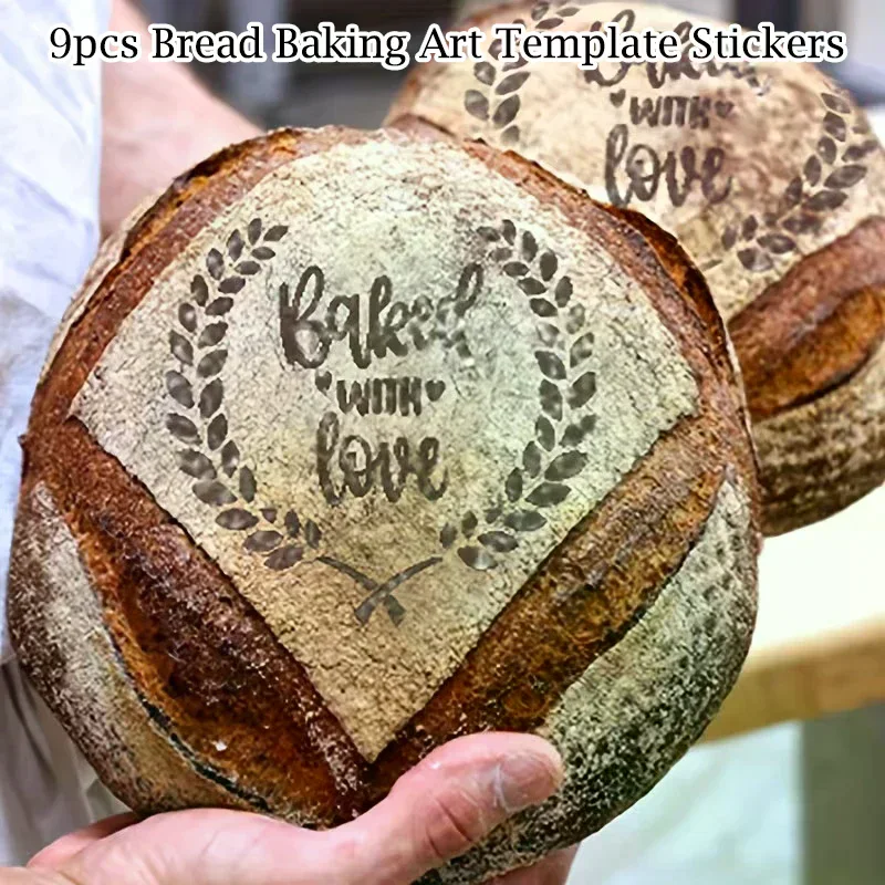 9-piece Reusable Bread Baking Template, 5.9 X 5.9 Inches - For Artistic Decoration, Baking Decoration Template