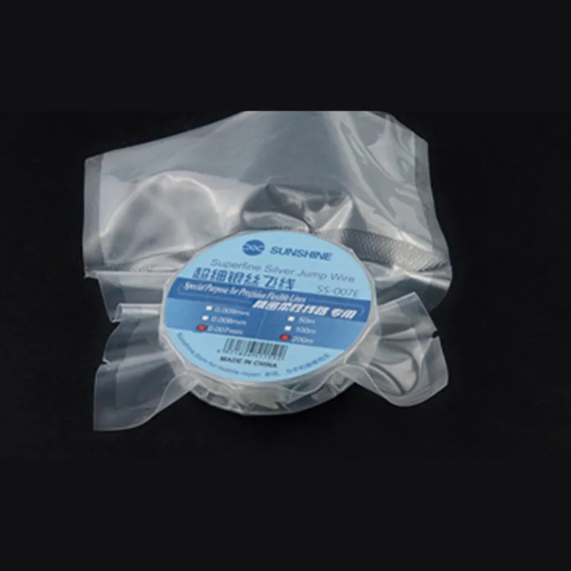 SUNSHINE  SS-007E Superfine Silver Jump Wire 0.007MM 0.009MM 200M for Mobile Phone Motherboard PCB Repair