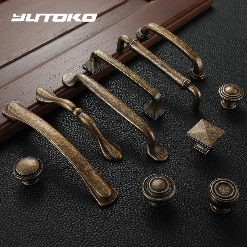 YUTOKO Metal Antique Wardrobe Cupboard Pull Handles Retro Brass 128mm Kitchen Drawer Cabinet Door Handle Furniture Knobs