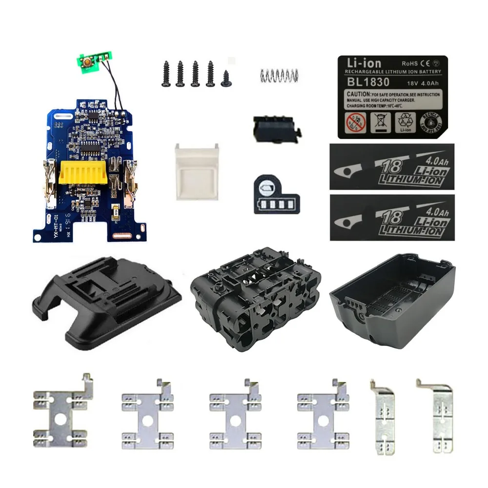 Imagem -03 - Dawupine Li-ion Battery Case Carregamento Proteção Circuit Board Label Box para Makita 18v Bl1830 3.0ah 5.0ah Led Bateria Indicador