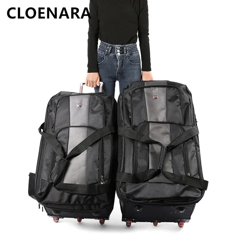 COLENARA Oxford-Stoffkoffer, neuer Damen-Koffer, 71,1 cm, 32 Zoll, großes Fassungsvermögen, faltbarer Rucksack mit Rollgepäck