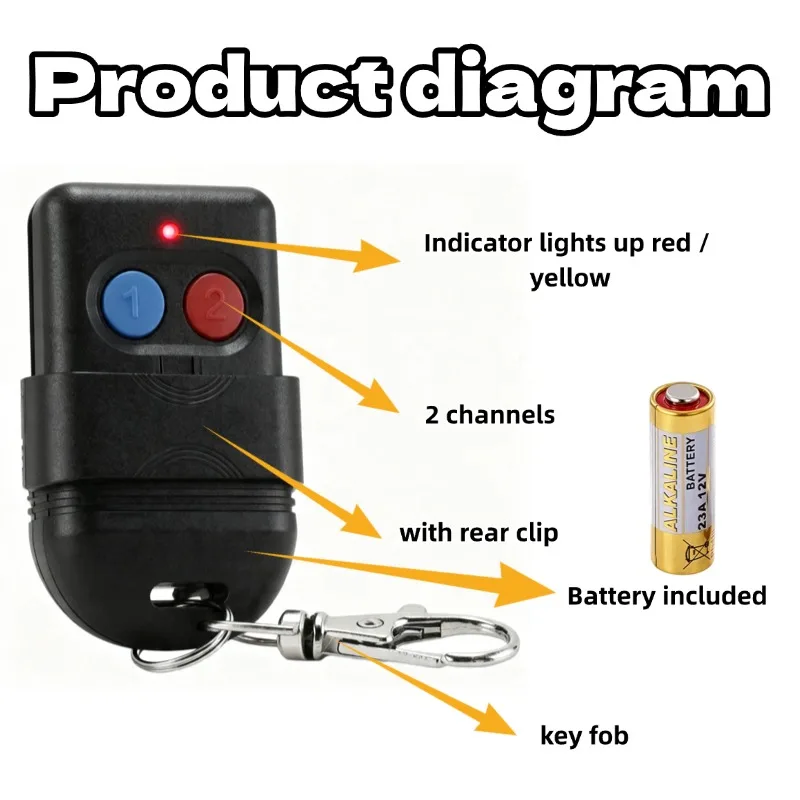 8 Dip Switch Smart Copy Remote Control Fixed Code 2 CH Duplicator For Gate Garage Door Opener Or Alarm System