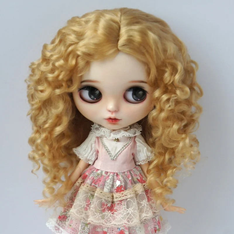 JD139L 10-11inch 26-28CM Long Mid Parting French Curls Mohair BJD Wigs  Blythes Combed Mohair Hair  18