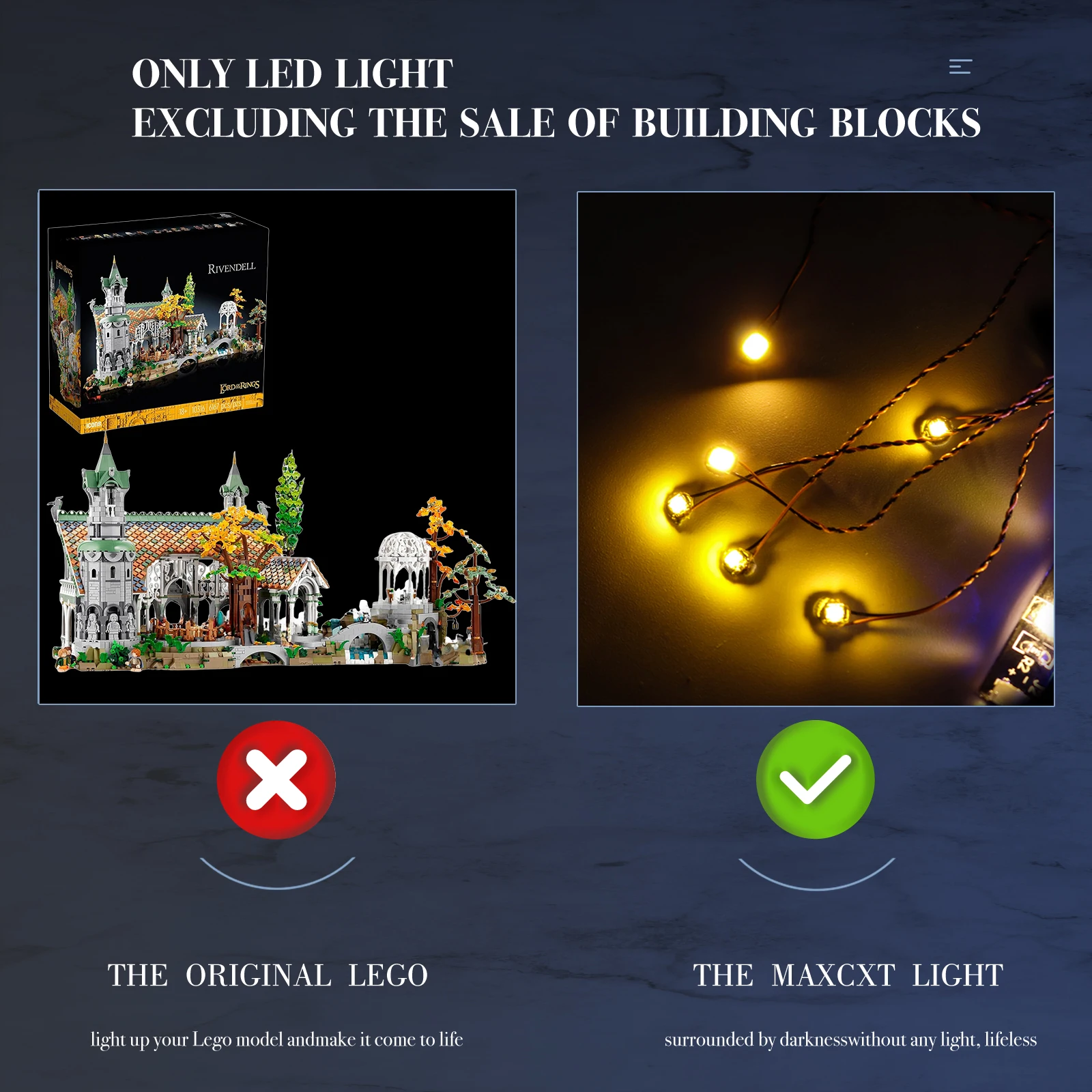 Hprosper 5V LED Light For Icons 10316 The Lord of The Rings:  Rivendell Decorative Lamp (Not Include Lego Building Blocks Set)