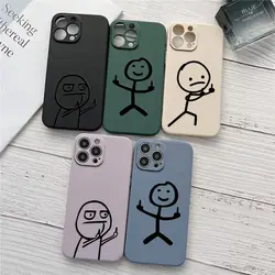 Funda de teléfono de silicona líquida para hombre, carcasa trasera divertida de dedo medio para iPhone 15, 14, 13, 12, 11 Pro Max, Mini 7, 8, 15 Plus, SE2, 3