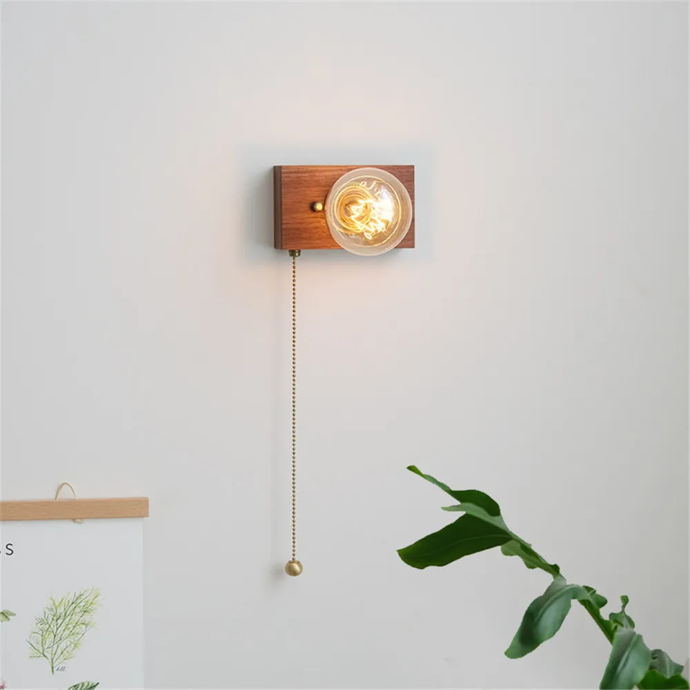 

Vintage Wall Lamp Loft Decor Walnut Edison Sconce Fixture With Pull Switch Bedroom Bedside Wall Lights Home Lighting Luminaria