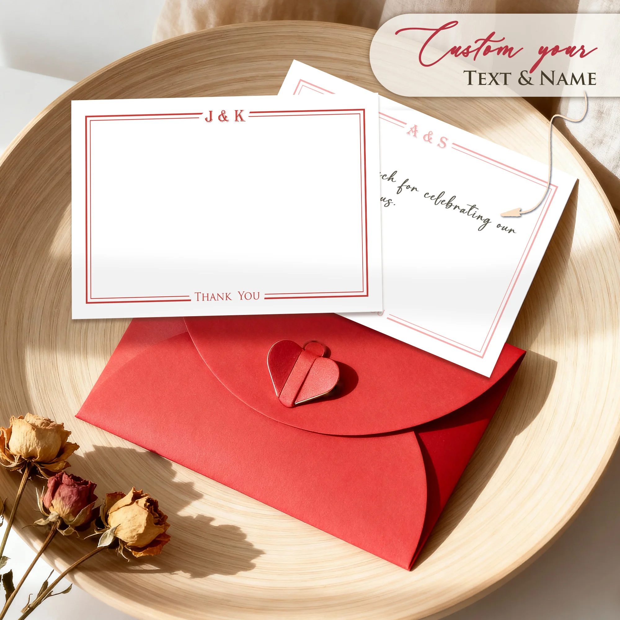 مغلفات مخصصة رسالة شخصية الأزواج شكرا لك بطاقات مع صورة/زفاف شكرا لك بطاقات ملاحظة/مذكرة قرطاسية مسطحة مخصصة