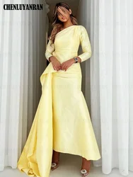 Yellow Satin Formal Occasion Dresses 2023 One-Shoulder Mermaid Ball Gowns Zipper Long Elegant Evening Party Gowns فساتين الحفلات