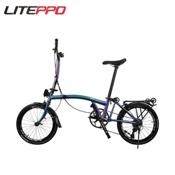 Litepro 20Inch External 9 Speed Tri-fold Folding Bicycle Straight M Handlebar Steel Frame