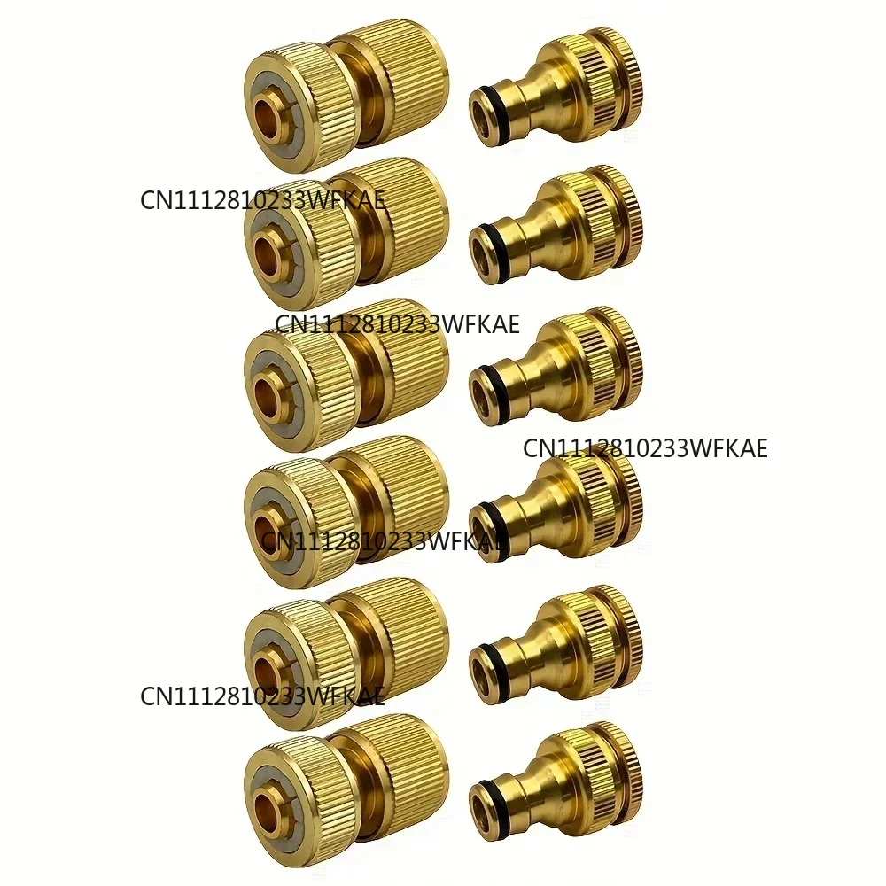 2pcs  6/12pcs EU Standard Aluminum Garden Hose Connector Set - 1/2'' Quick Connect + 1/2''&3/4'' Tap Fitting for 13-16mm Pipes