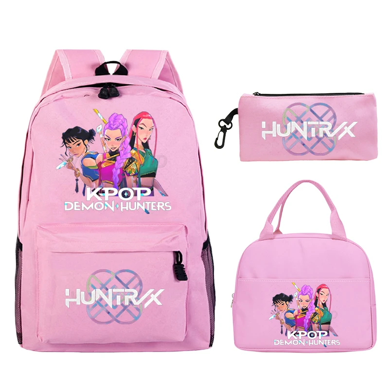 Conjunto de mochilas Kpop Demon Hunters de 3 uds., mochilas escolares para niños, mochila de viaje para mujeres, mochila K-Pop Demon Hunters para estudiantes y niñas