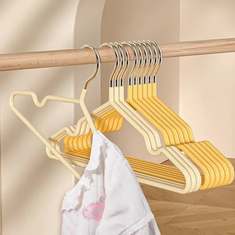 10pcs Metal Traceless No-slip Clothes Hangers, Durable Strong Clothes Racks, Household Space Saver for Organization of Bedroom