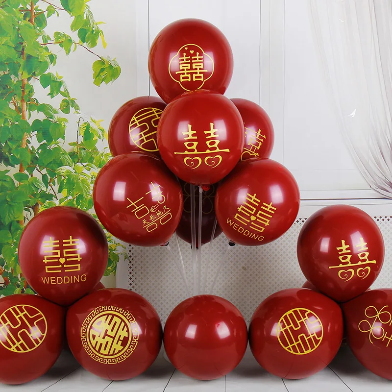 10pcs 10 Inch 2.2g Double Pomegranate Red Balloon Wholesale Wedding Room Decoration Wedding Wedding Scene Layout