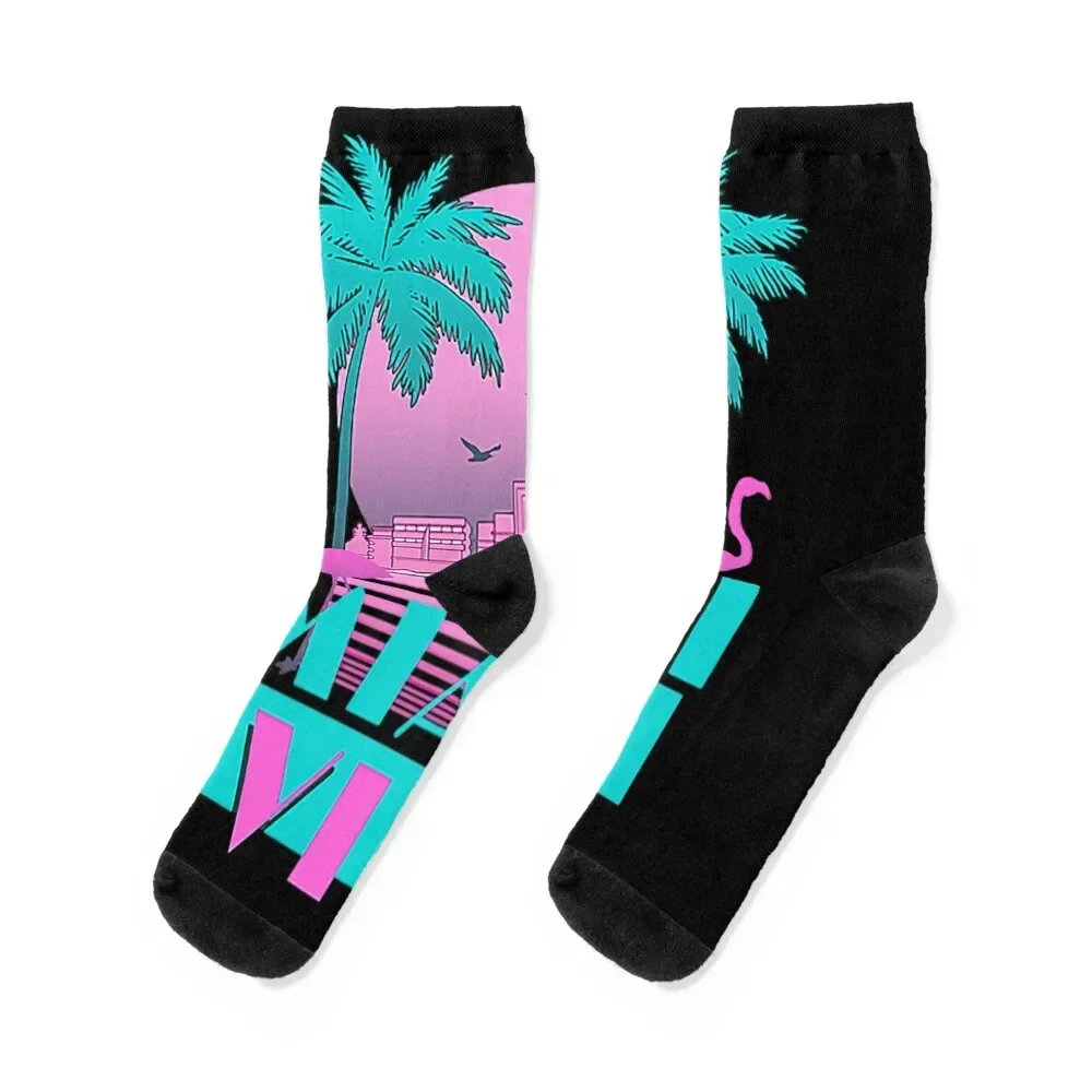 

Miami Vice - Retro 80s Design Socks luxury Climbing Toe sports Mens Socks Women's