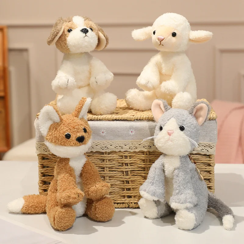 

20cm Nordic Lazy Style Animal Plush Toy Soft Cute Cartoon Fox Cat Dog Sheep Stuffed Doll Baby Appease Children Birthday Gift