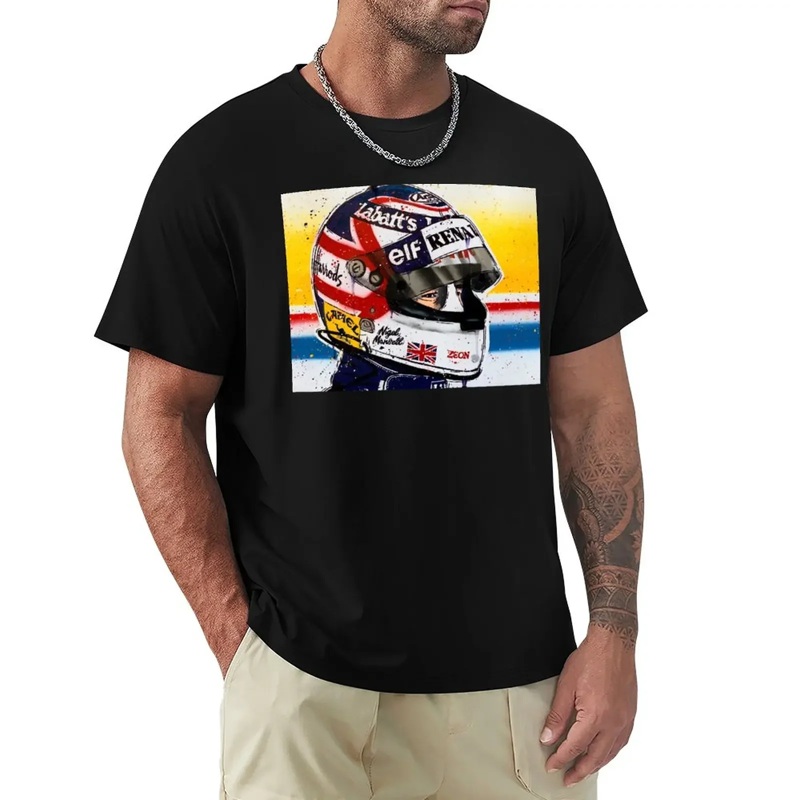 Blank man mens funny t shirts Nigel Mansell - Williams graffiti painting by DRAutoArt T-Shirt graphic men clothing oversized