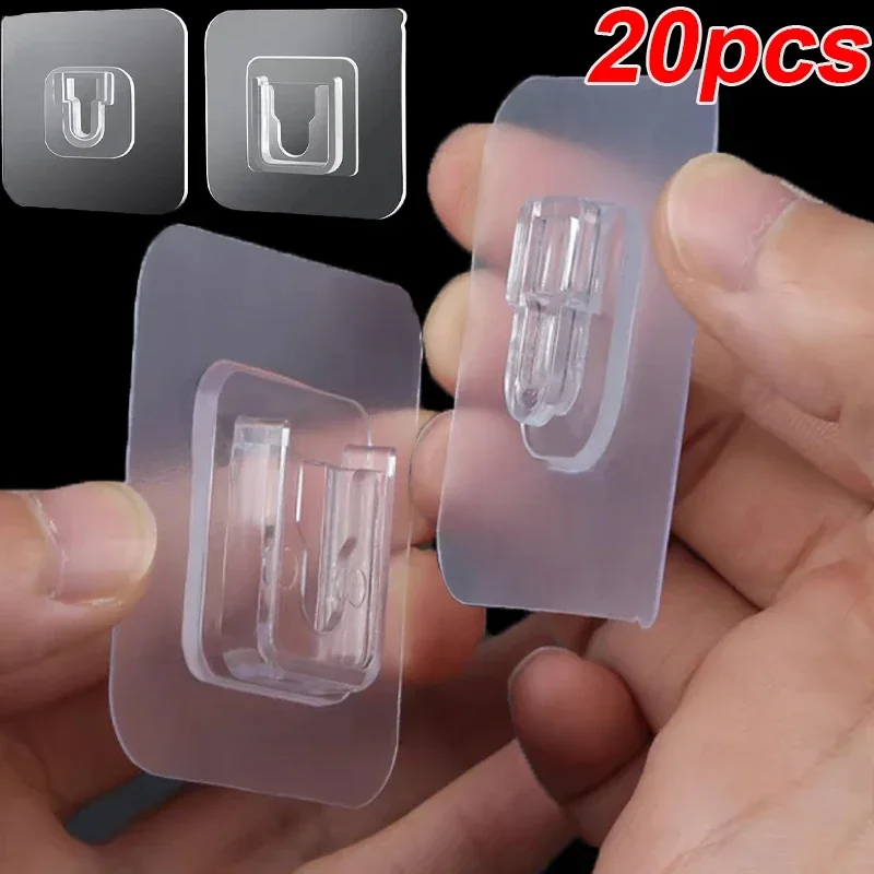 Transparent Suction Cup Sucker Hooks Double-Sided Adhesive Wall Hooks Hanger Strong Kitchen Bathroom Storage Plug Socket Holders