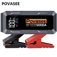 POVASEE Car Jump Starter Power Bank 5000A Jump Starter up to All Gas or 10L Diesel with LCD Display USB Outputs for 12V Vehicles