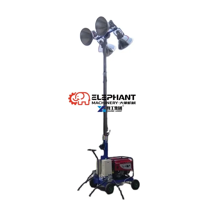 Mobile LED Tower Light 7m Telescopic Mast IP67 360 Beam Angle CE Diesel Generator for Outdoor Emergency Construction Lighting