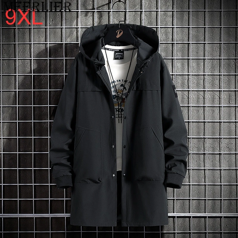 

plus size long windbreaker spring new men's coat in the long section jacket for men 8XL 9XL men clothing trench coat men