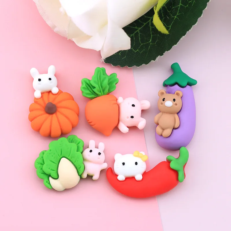 10Pcs New Flat Back Resin Cabochons Cute Cartoon Vegetable Buttons Scrapbooking DIY Jewelry Craft Decoration Accessories kawaii sanrios cinnamoroll cartoon small night light bedroom decoration atmosphere table lamp cute birthday toys for girls