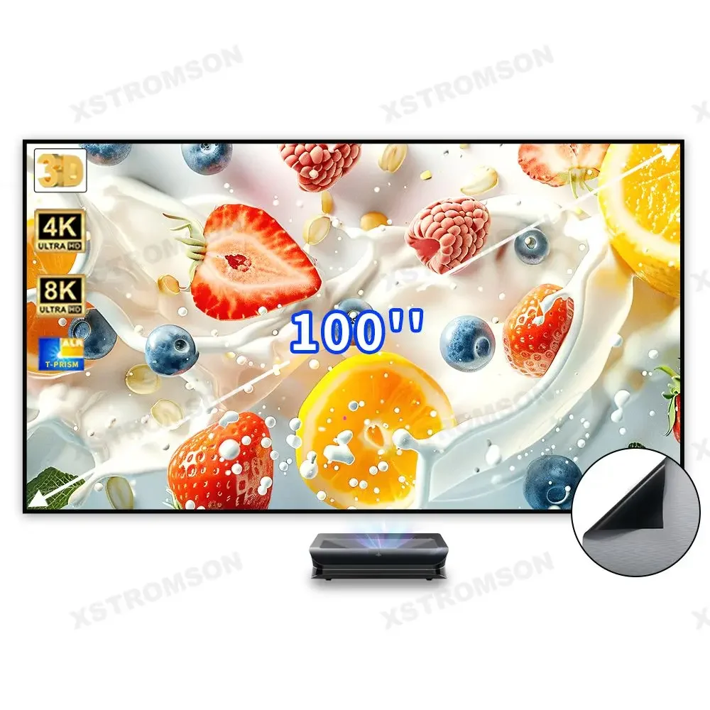 

YYHC-100 Inch Projector Screen 16: 9 Fixed Frame Grey Anti Light Projetion Screen for 4K Ultra Short Throw Laser