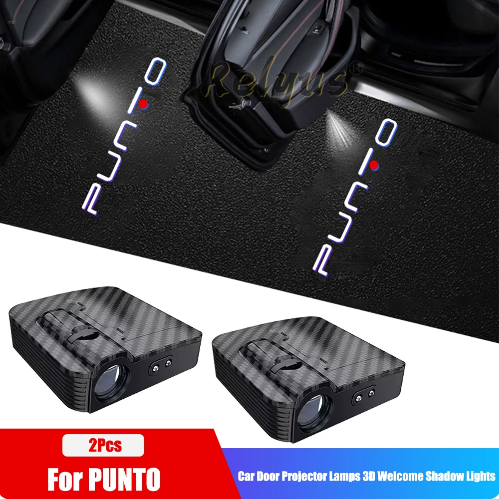 ABS Carbonfaser LED Autotür-Logo-Projektorlampen Willkommenslicht für Fiat Punto HD Ghost Shadow Lampe Auto-Innenraumzubehör