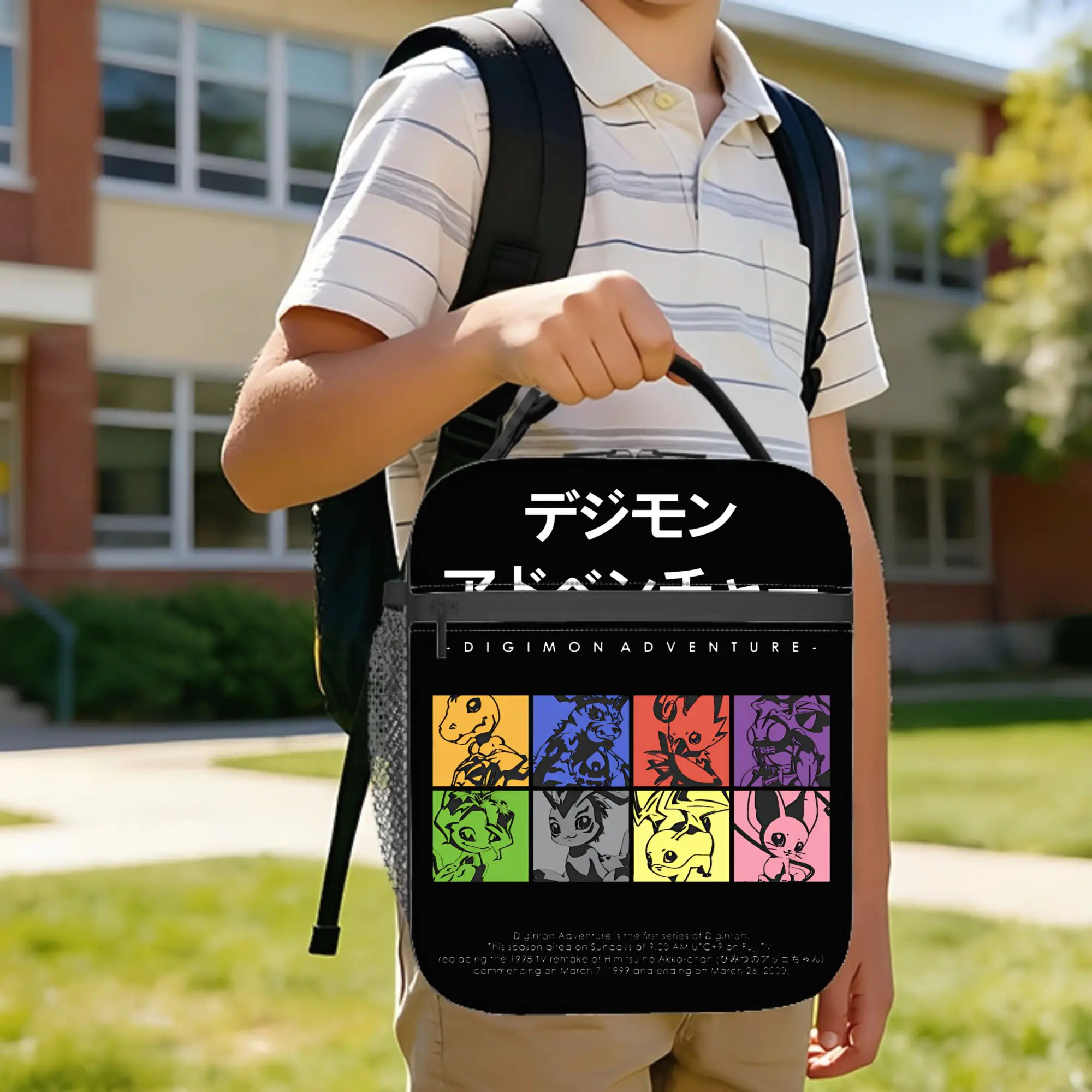 Digimon Adventure Insulated Lunch Bag Leakproof  Lunch Container Cooler Bag Tote Lunch Box Beach  Outdoor Food Handbags