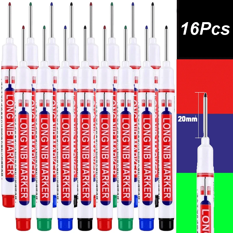 4–100 Stück, 2 cm, wasserdicht, langer Kopf, Tiefloch-Markierungsstift für Metall, Schreiner, Rot/Schwarz/Blau/Grün/Weiß, Holzbearbeitungswerkzeuge
