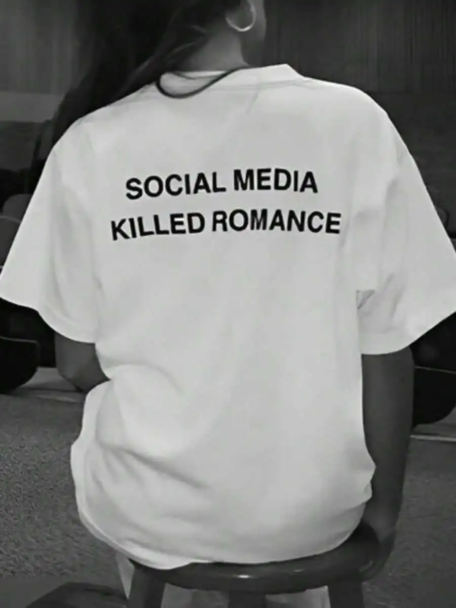 IslaSuriya Social Media Kills Romanticism Graphic Printed Women Round Neck T-Shirt