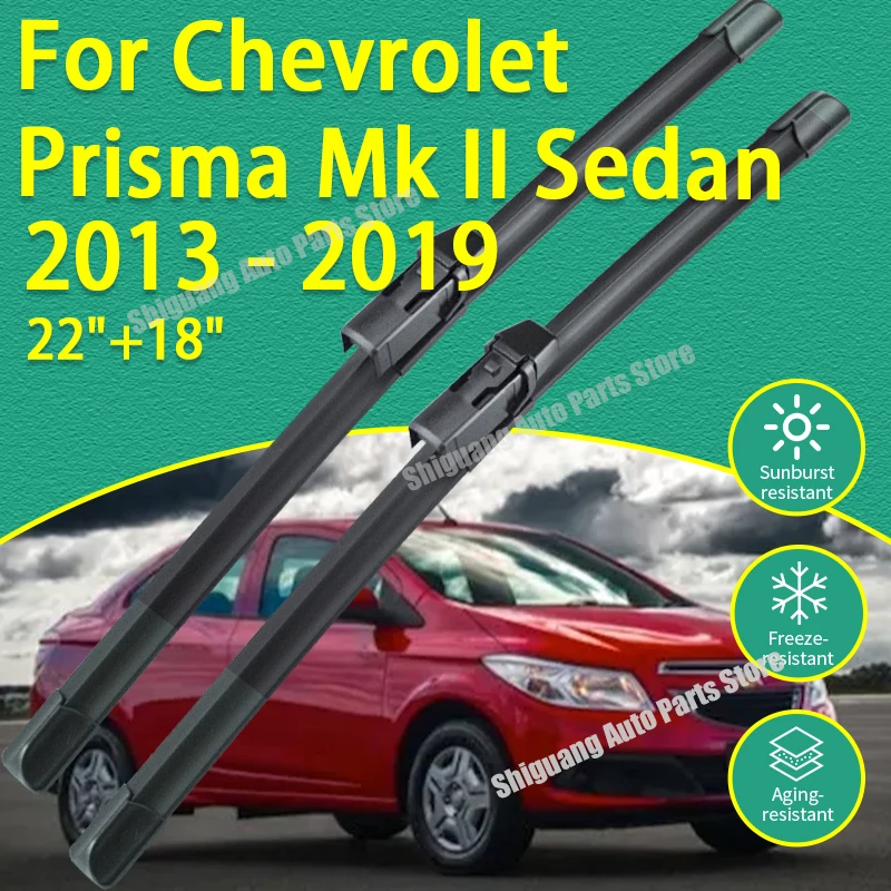 Limpiaparabrisas Delanteros con Revestimiento de Silicona para Chevrolet Prisma Mk II Sedán 2013-2019, Accesorios para Limpiaparabrisas