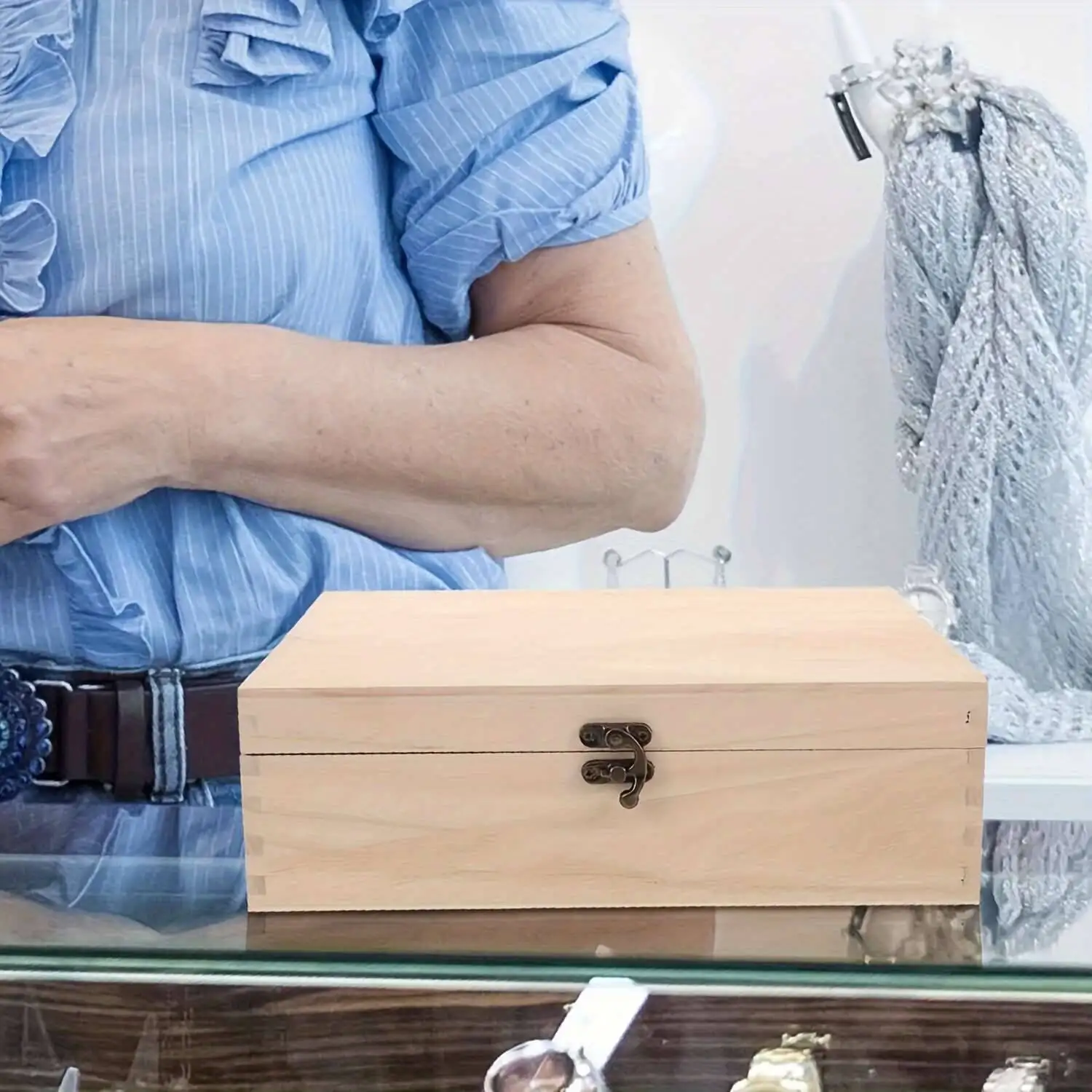 

1 DIY Clasp Jewelry Rustic Unpainted Natural Suitable For Earrings - Multi-Compartment Desktop Handmade Hinged Lid Storage