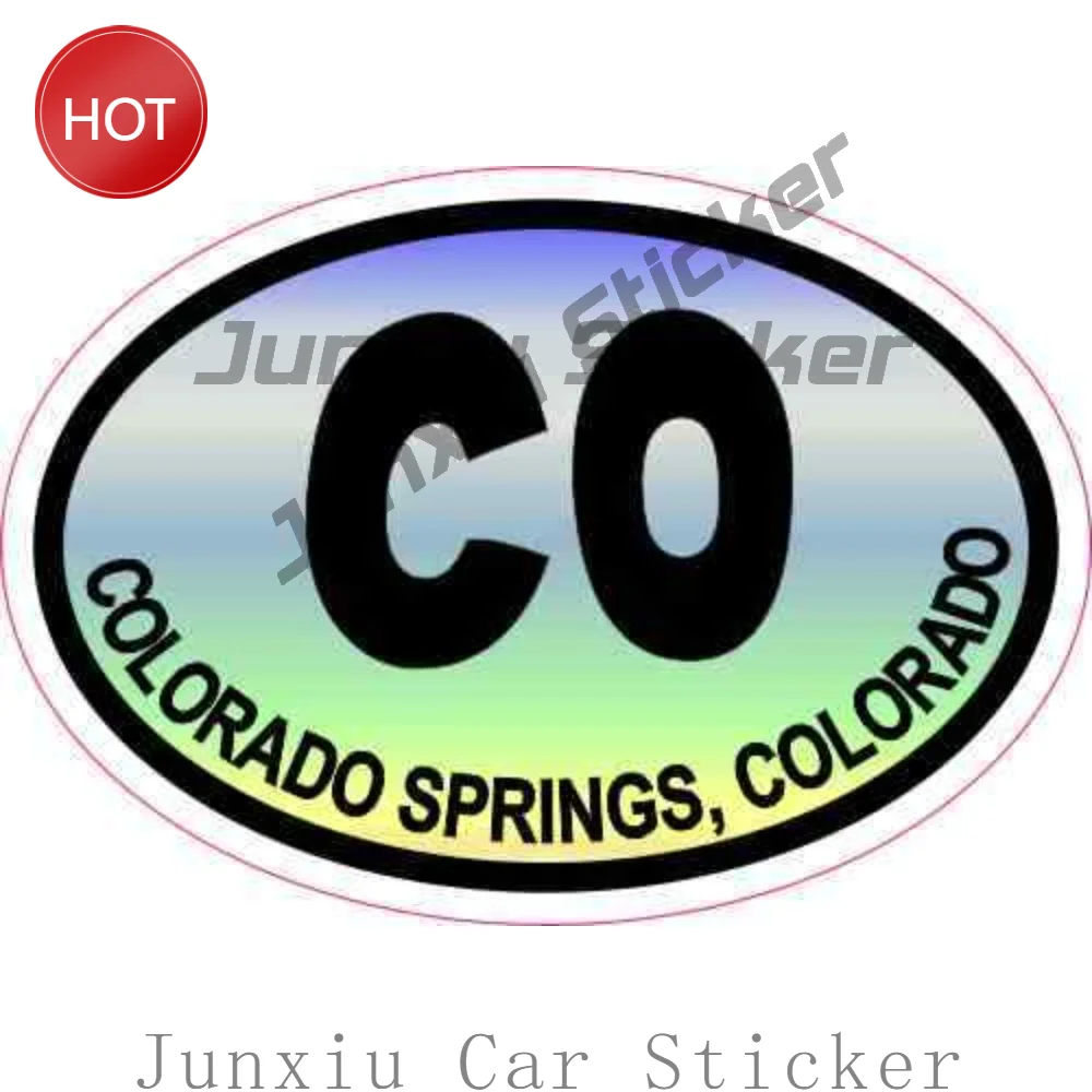 Colorful Oval CO Colorado Springs Vinyl Sticker For Travel Luggage And Water Bottle Graphic Design For Everyday Decoration