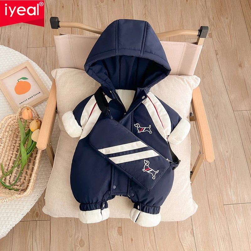 IYEAL Baby Blue Jumpsuit Winter New Down Jacket Winter Thick Jumpsuit  Autumn Baby Outdoor Cotton Romper