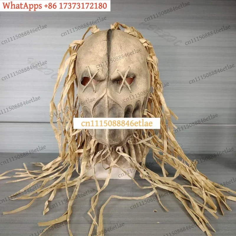 k3 Halloween Horror No-Mouth Scarecrow Zombie Mask for Escape Room Haunted House NPC Cosplay Party