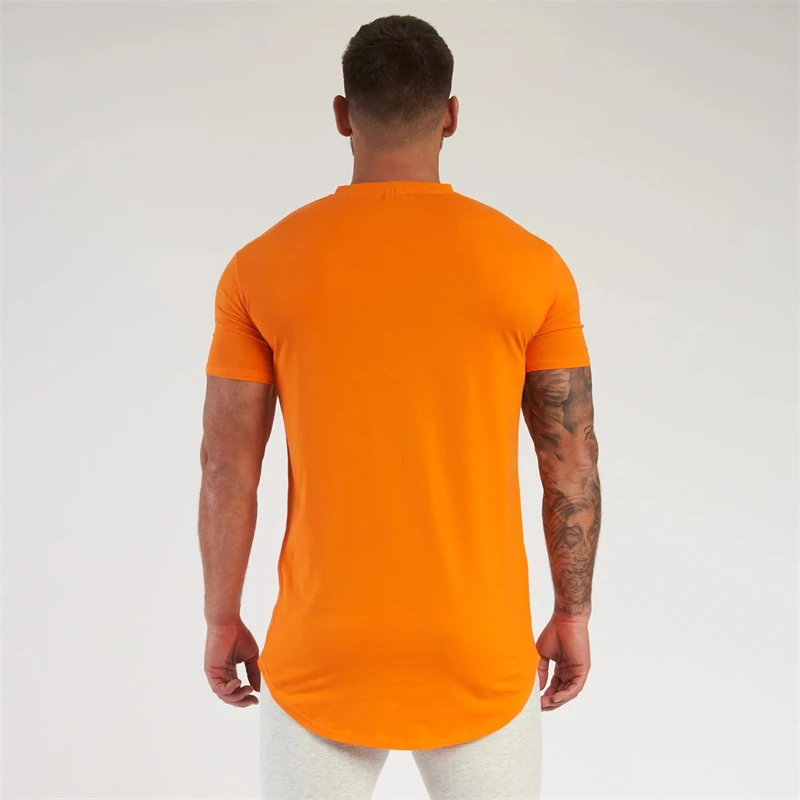 Cotton slim casual men's T-shirt Street wear Fashion short-sleeved T-shirt top round neck fitness exercise sportswear