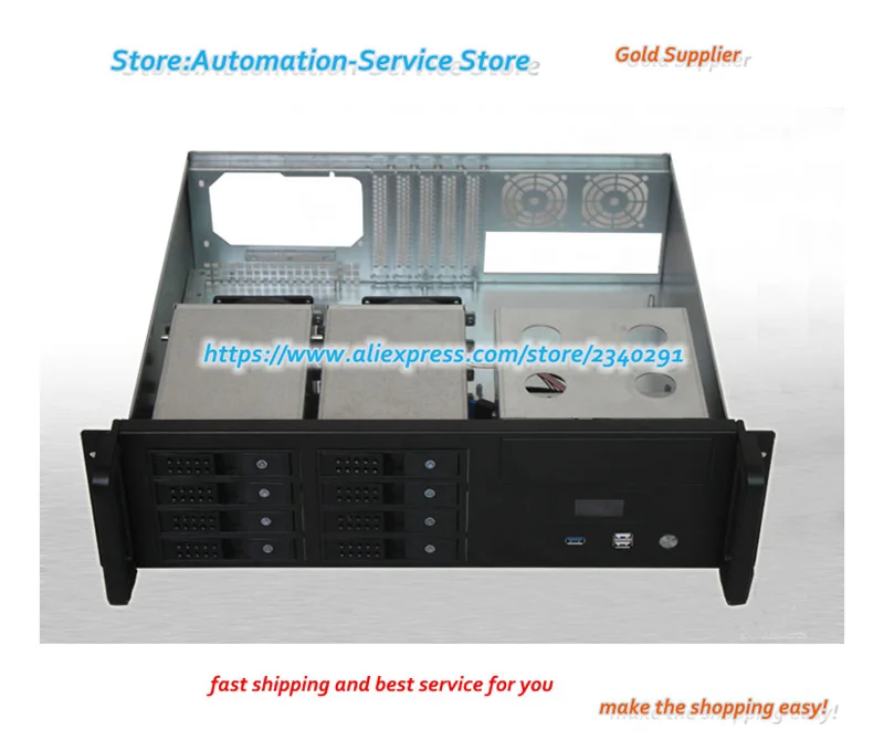 R3U390-8 ITX Hot Plug LCD การตรวจสอบแบบเรียลไทม์ USB3.0 3U อุตสาหกรรมควบคุมแชสซีเซิร์ฟเวอร์