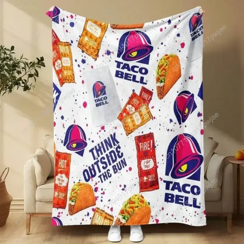 Taco Bell Themed Ultra-Soft Heavyweight Flannel Blanket, Queen Size, Multi-Use Throw for Sofa, Bed & Travel, Quality Home Decora