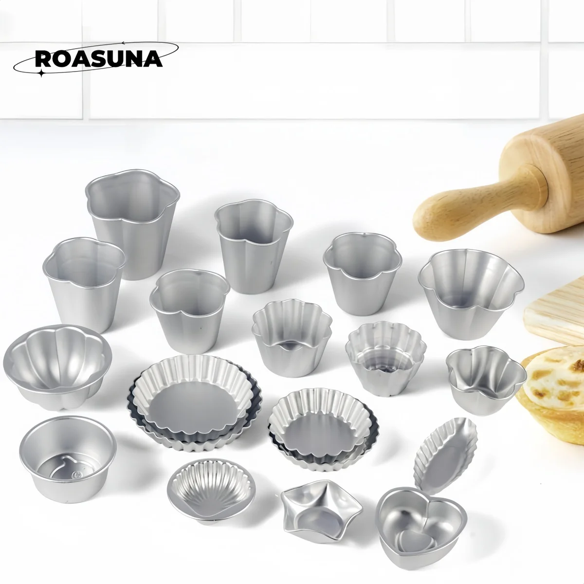 Blumenförmige Puddingbecherformen und Mini-Kuchenformen mit geriffelten Kuchenformen: Antihaftbeschichtete Backbecherformen aus Aluminiumlegierung zum Backen in der Gelee-Küche