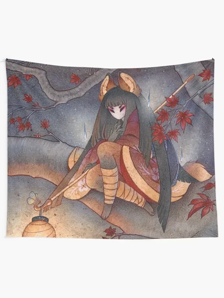 Lantern Light - Kitsune Yokai TeaKitsune Tapestry Wall Decorations Cute Room Decor Home And Comfort Decor Tapestry