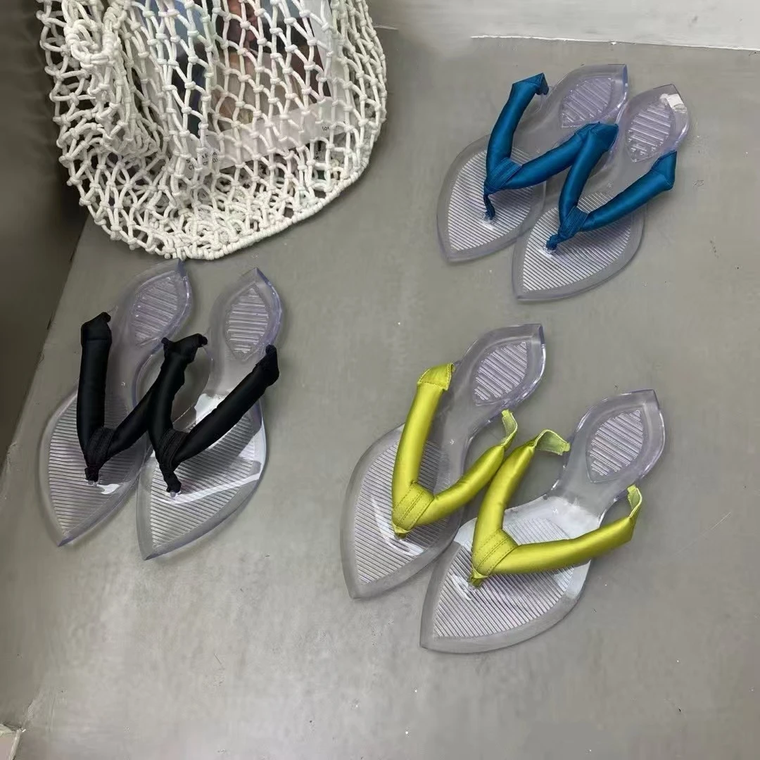 

Summer Ladies 2 cm Heels Sandals Fashion Beach Shoes Trendy College Girls Jelly Shoes Transparent Pointed Flip Flops for Women
