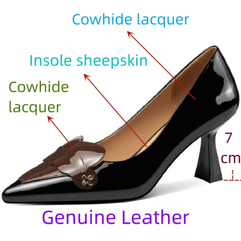 【JOCHEBED HU】Good Quality Women Brand Genuine Leather Shoes Pointed-toe Thin High Heels Lady Shallow Party Dress Shoes 33-43