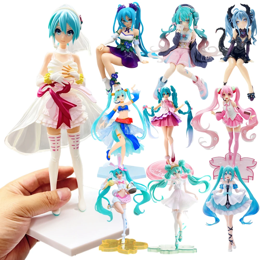 Anime Figure Wedding Dress Hatsune Miku Action Figures Kawaii Swimsuit Vocaloid PVC Collectible Model Toys Girl Gift